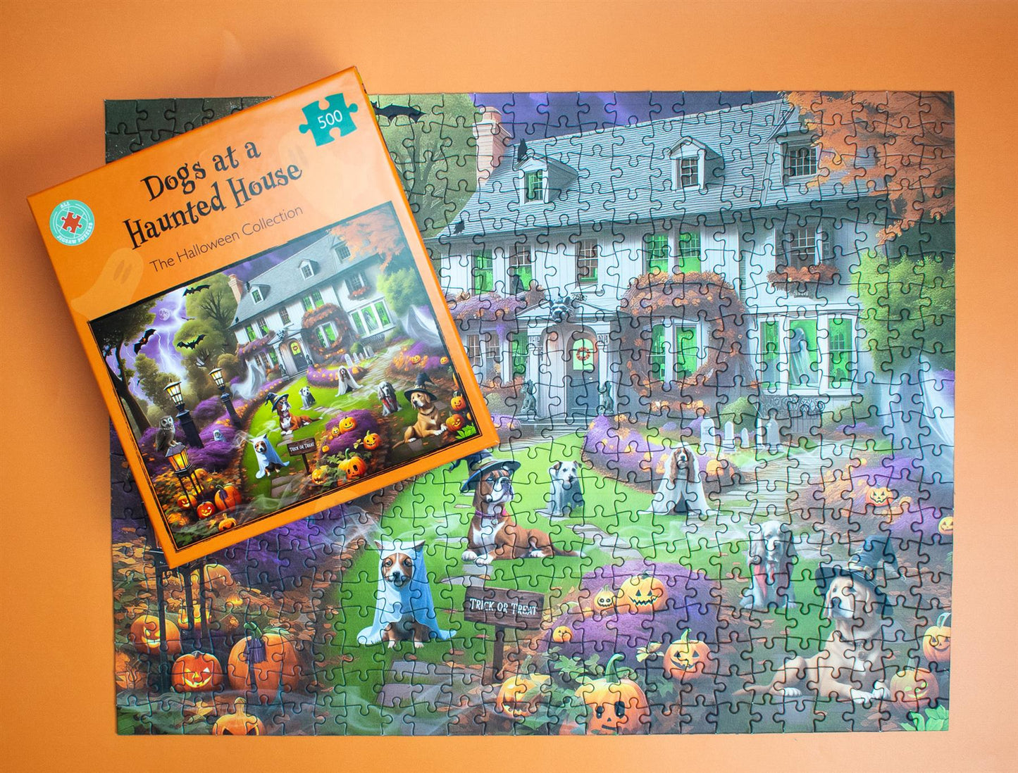 Dogs at a Haunted House 500 Piece Jigsaw Puzzle