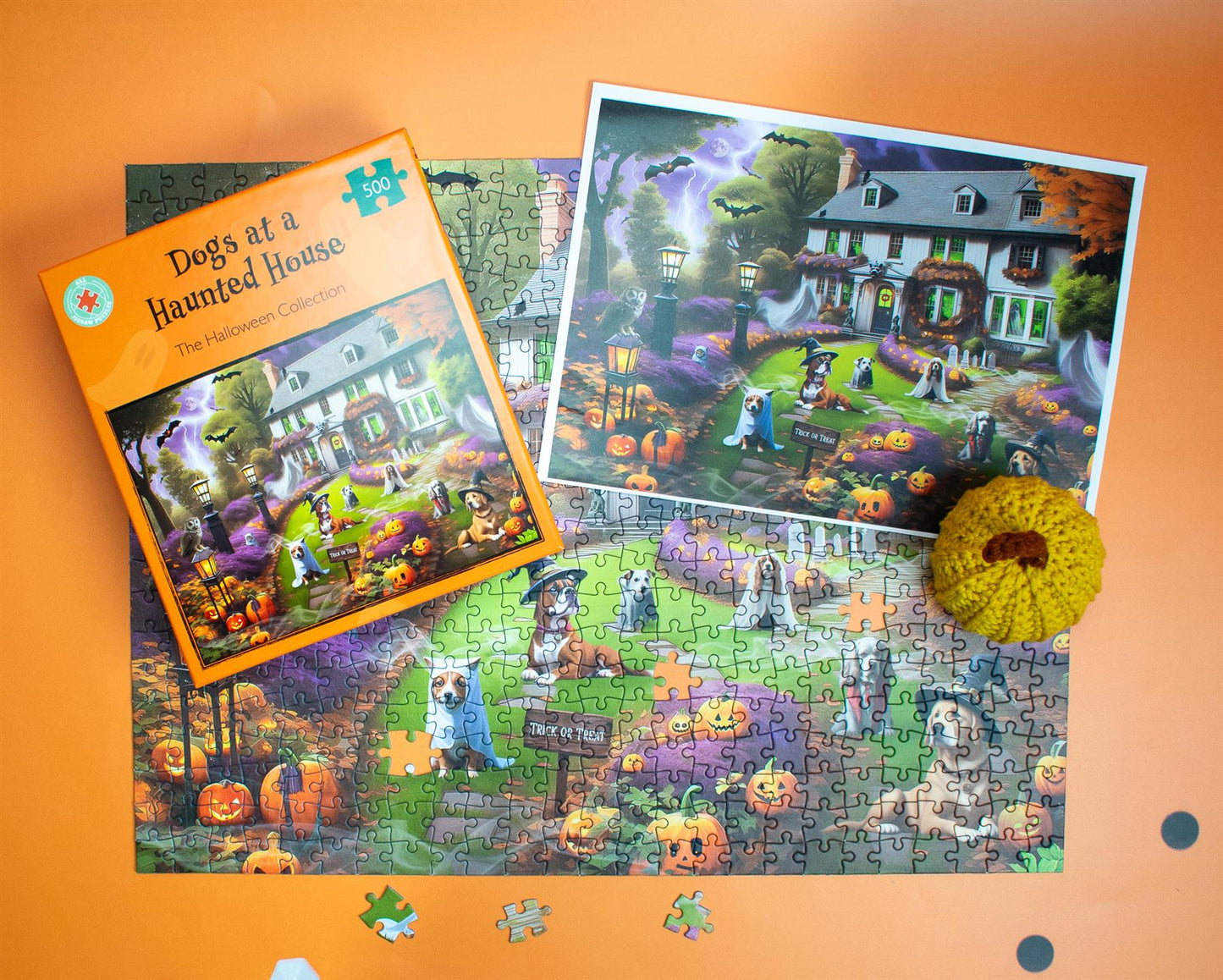 Dogs at a Haunted House 500 Piece Jigsaw Puzzle