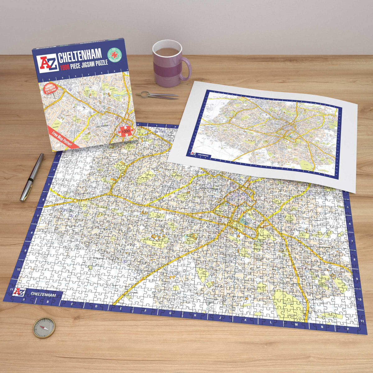 A-Z Map of Cheltenham 1000 Piece Jigsaw