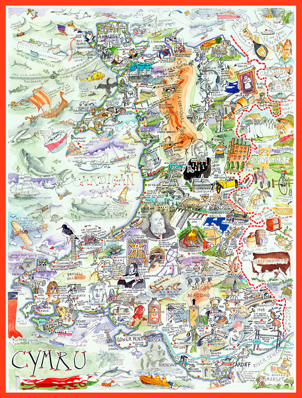 Tim Bulmer 1000 Piece Map of Wales / Cymru Jigsaw Puzzle