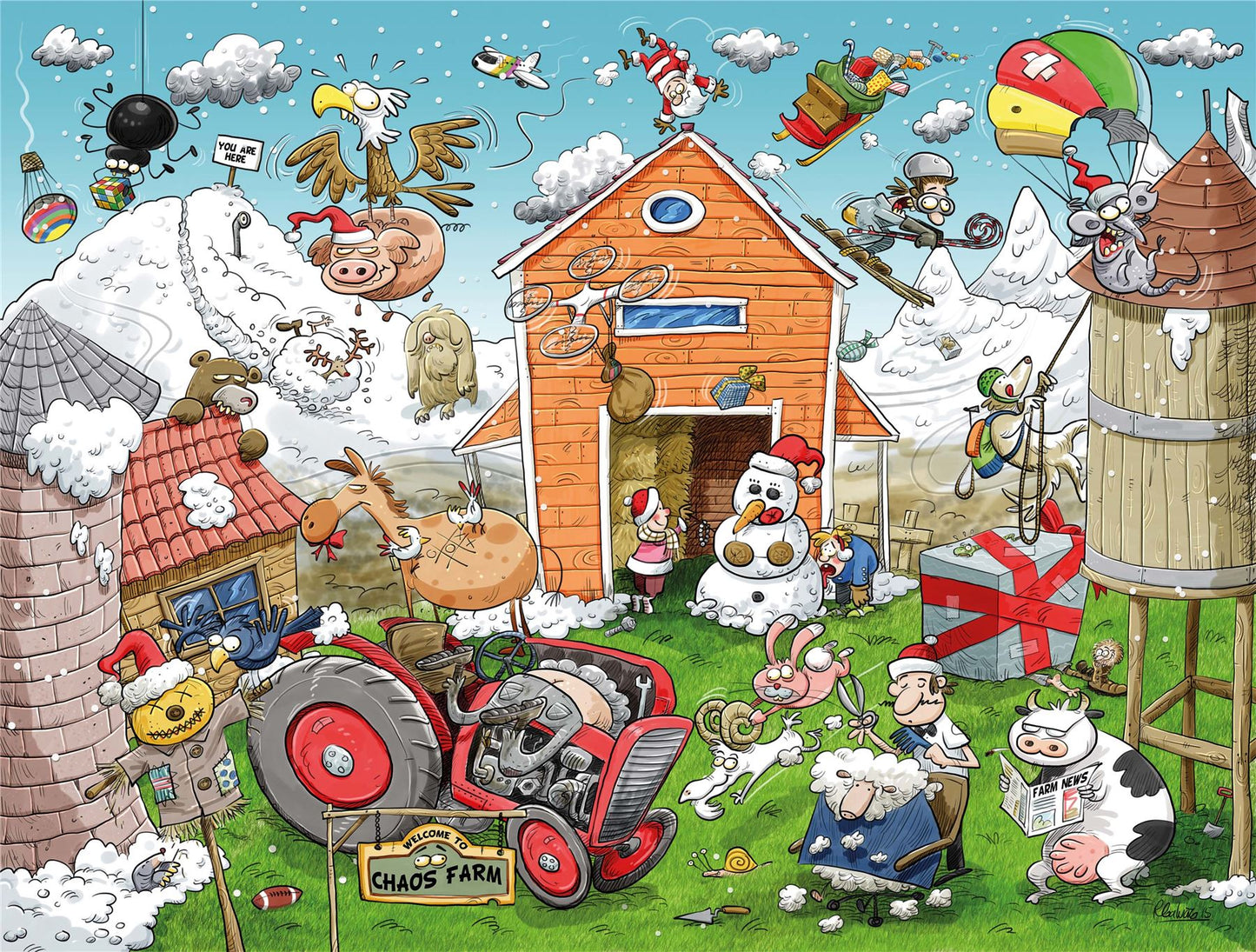 4 x 500 Piece chaos Xmas Jigsaw Puzzle