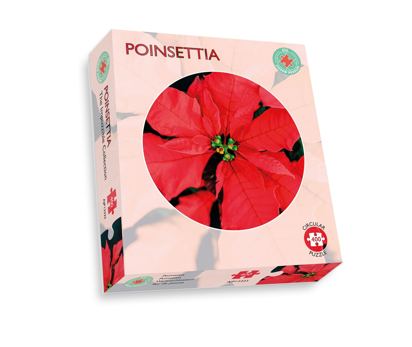 Poinsettia Circular Impuzzible 400 Piece Jigsaw Puzzle box