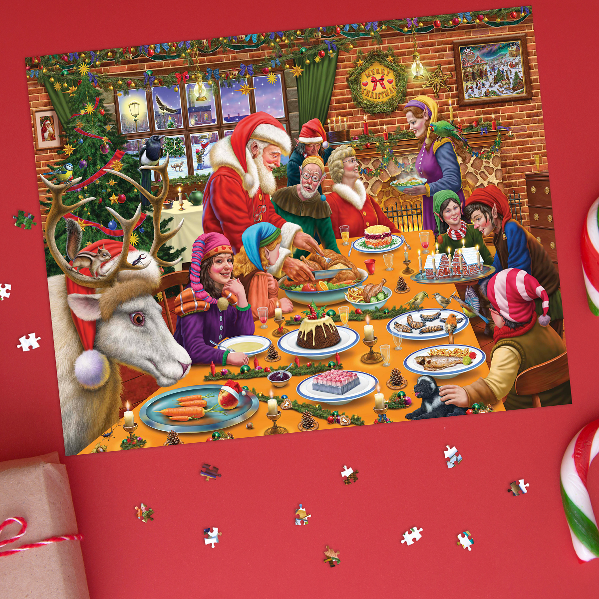 Christmas Dinner at Santa's Workshop 1000 Piece Jigsaw Puzzles