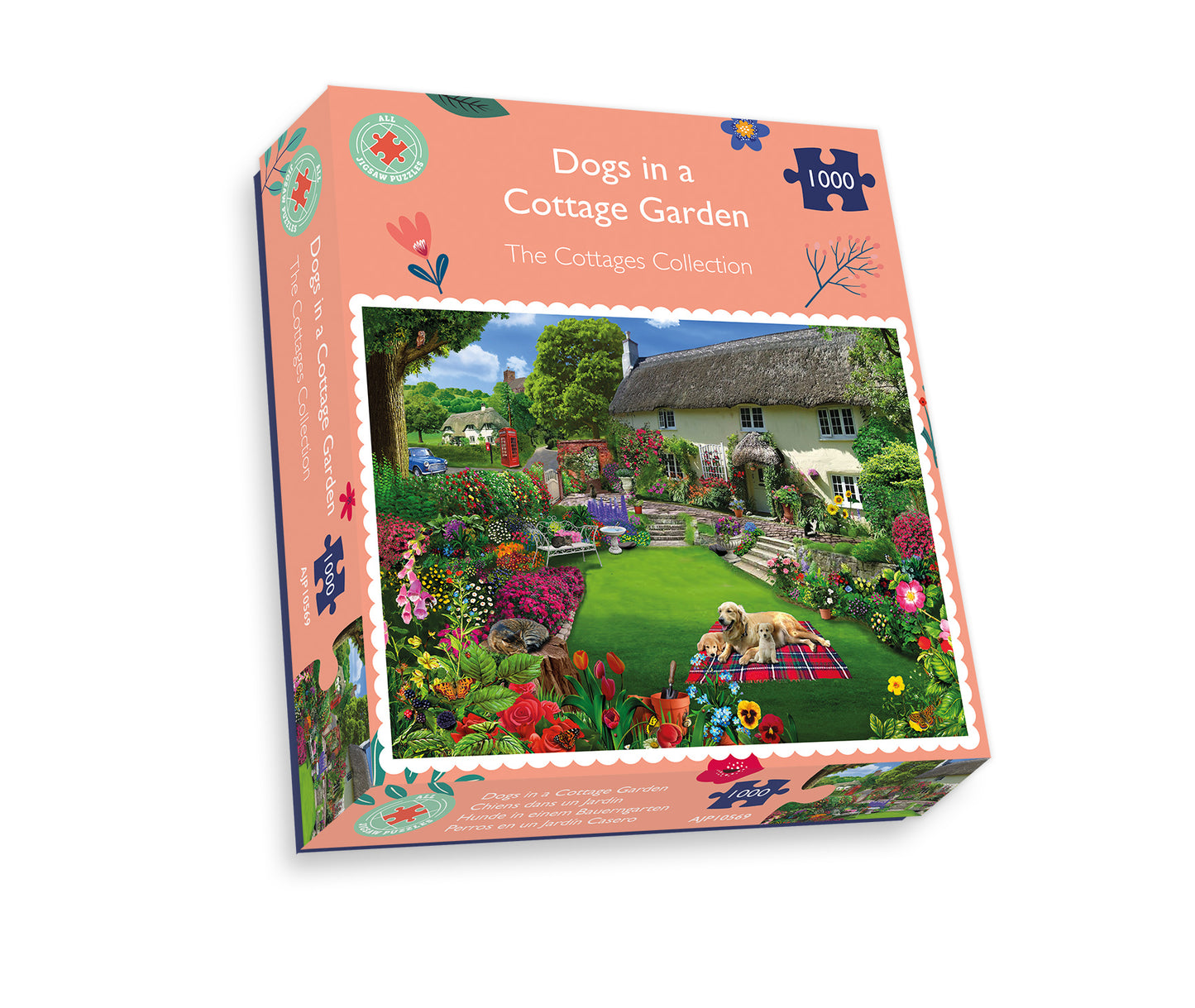 Dogs in a Cottage Garden 1000 or 500 Piece Jigsaw Puzzles