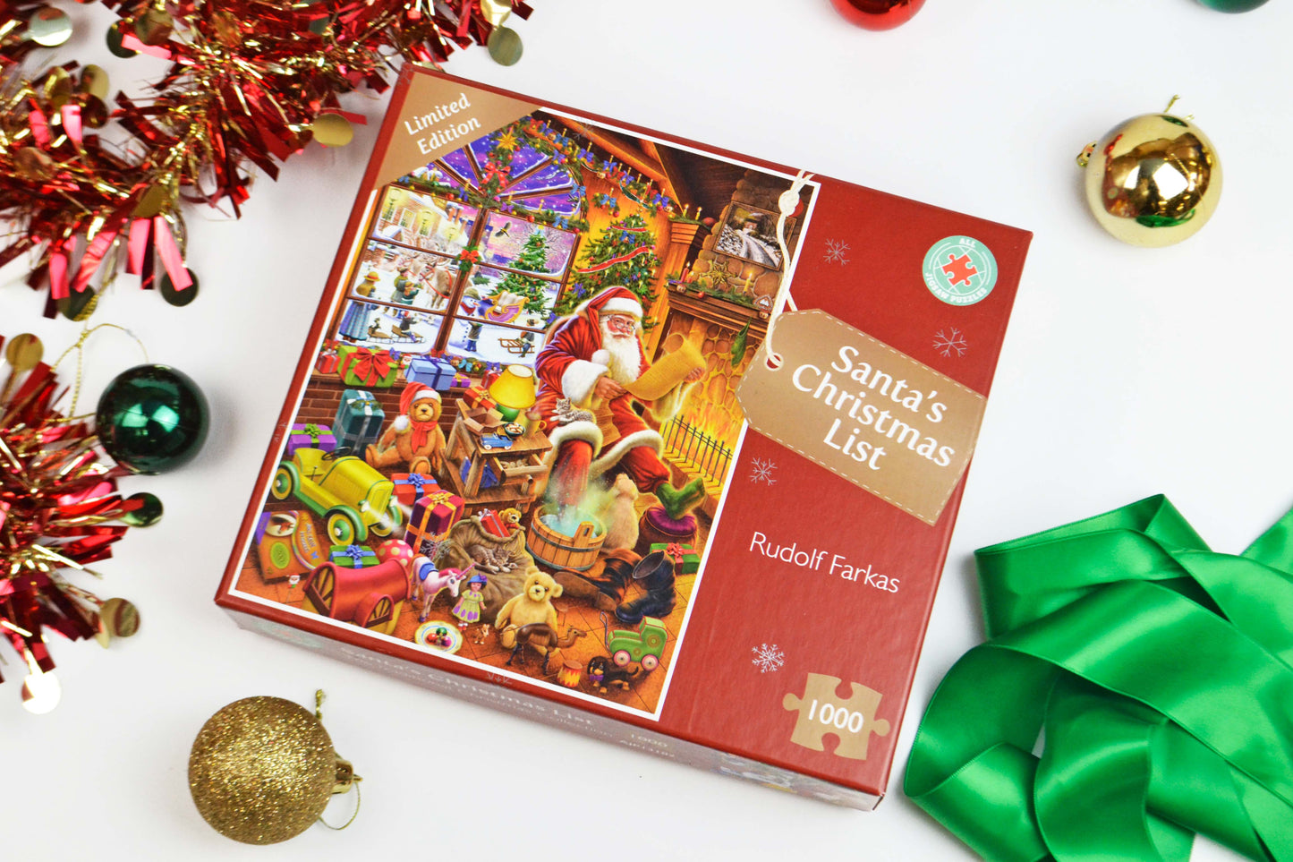 Santa's Christmas List 1000 or 500 Piece Jigsaw Puzzle By Rudolf Farkas