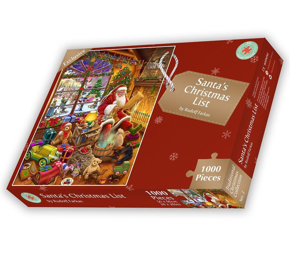 Santa's Christmas List 1000 or 500XL Piece Jigsaw Puzzle By Rudolf Farkas