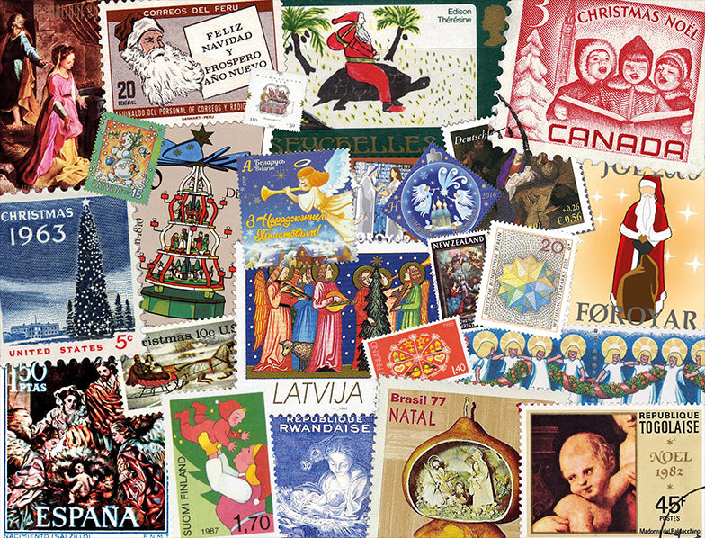 Christmas Stamps from Around the World 1000 Piece Jigsaw Puzzle
