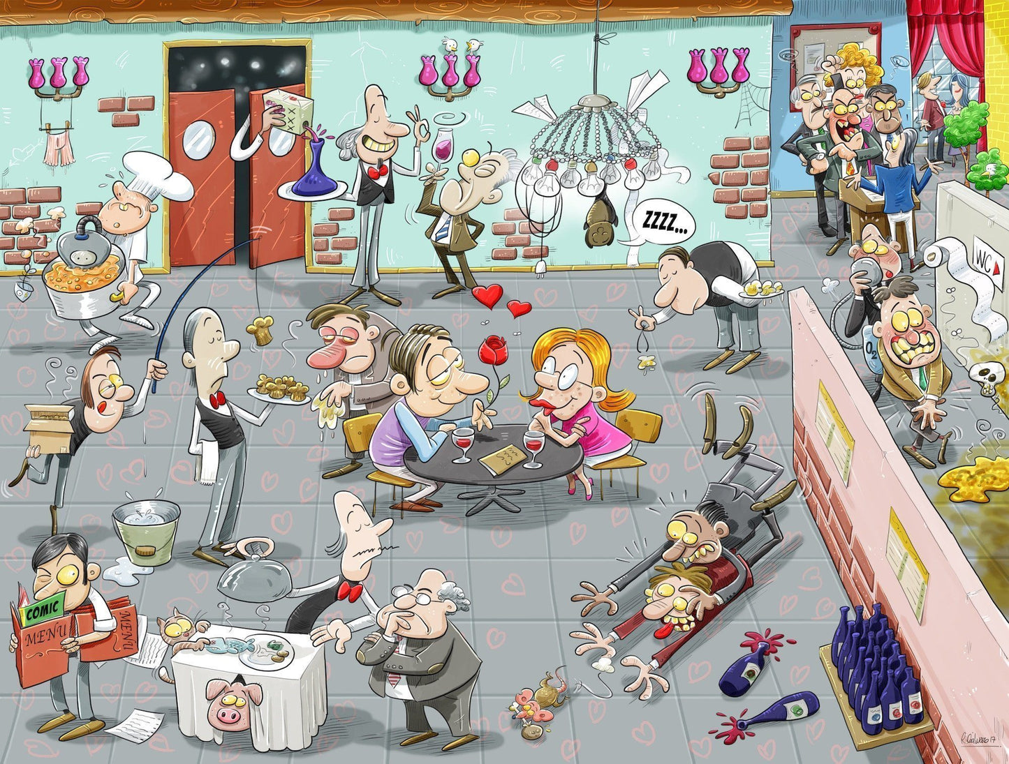Jigsaw Puzzle - Chaos On Valentine’s Day 1000 Or 500 Piece Jigsaw Puzzle