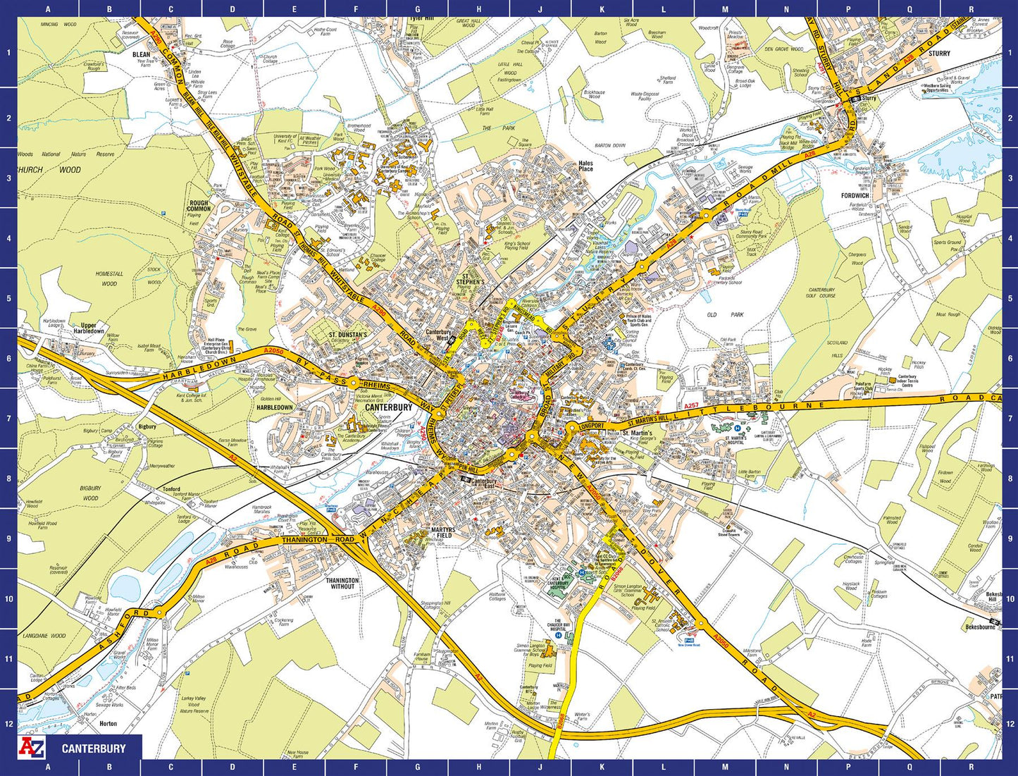 A to Z Map of  Canterbury 1000 Piece Jigsaw