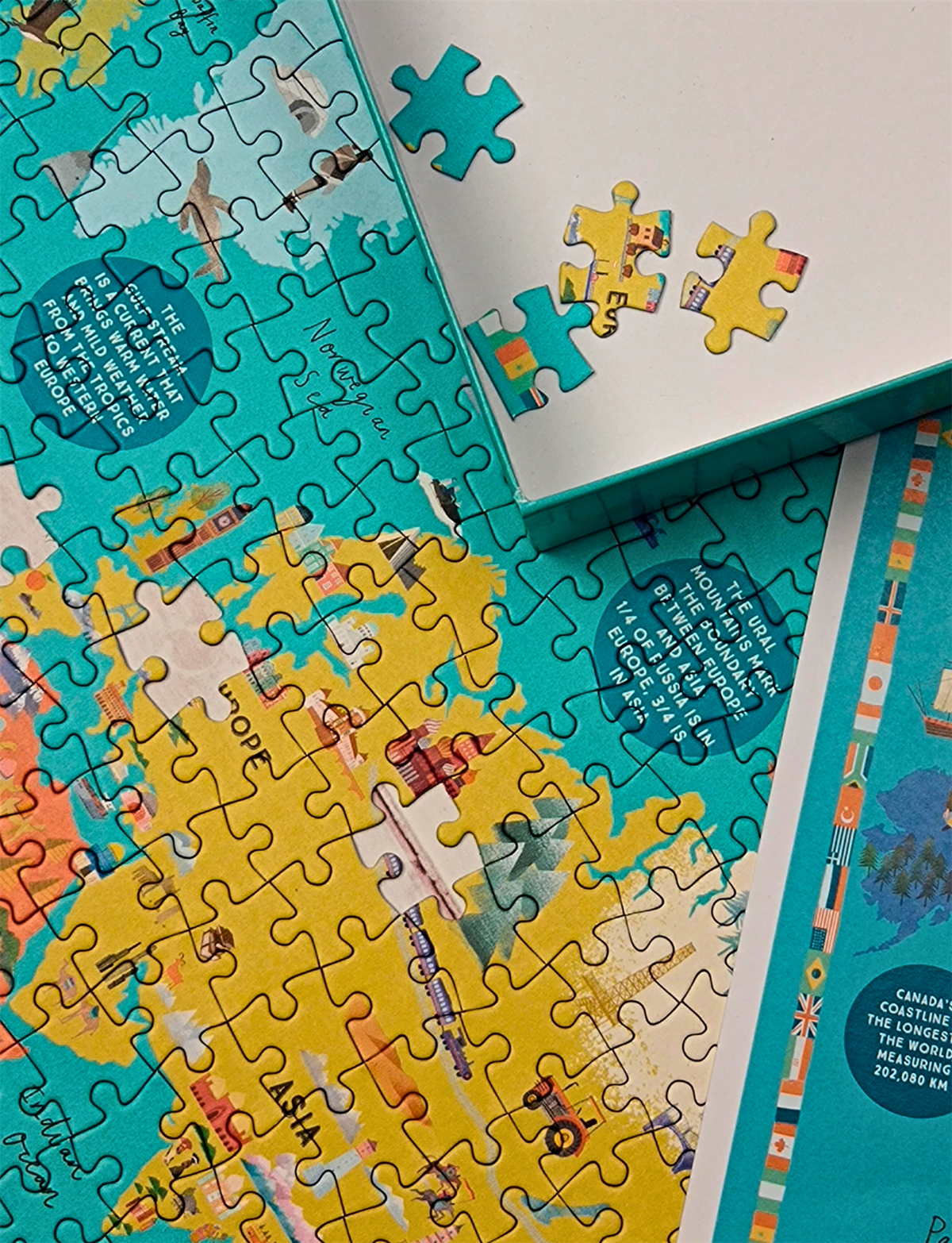 Around The World Nr. 3 – 500 Teile Puzzle 'Dampflokomotive Retro' – Leinenstruktur, 47x33 Cm – Erwachsenenpuzzle