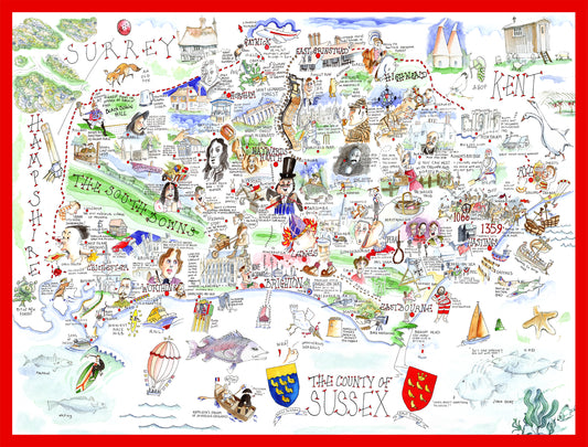 Map of Sussex - Tim Bulmer 1000 Piece Jigsaw Puzzle