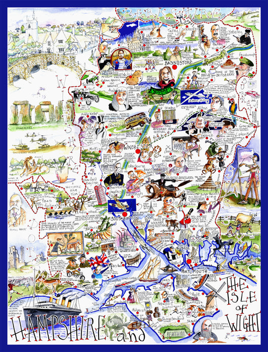 Map of Hampshire - Tim Bulmer 1000 Piece Jigsaw Puzzle