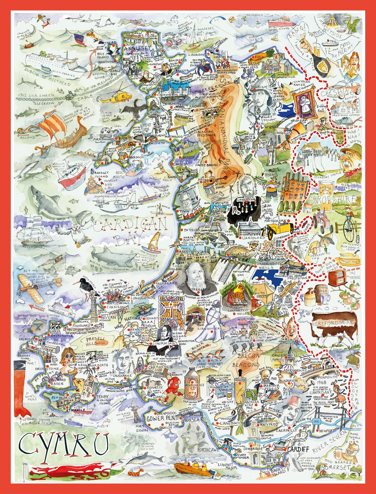 Tim Bulmer 1000 Piece Map of Wales / Cymru  Jigsaw Puzzle