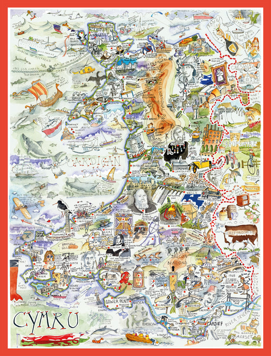 Tim Bulmer 1000 Piece Map of Wales / Cymru  Jigsaw Puzzle