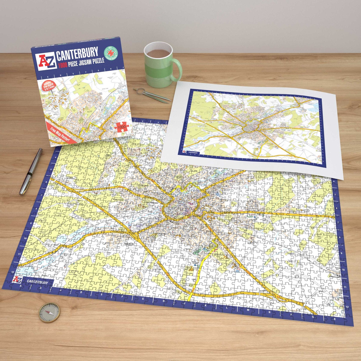 A-Z Map of  Canterbury 1000 Piece Jigsaw