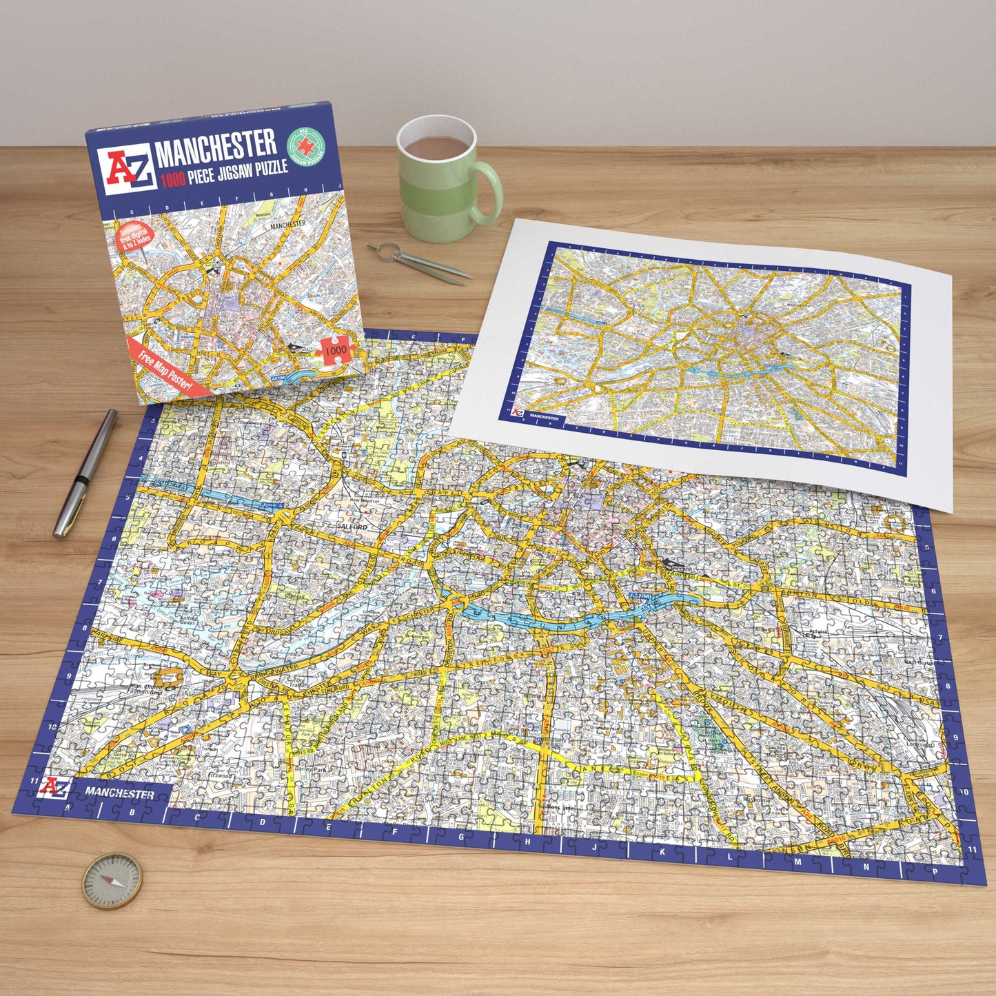 A-Z Map of  Manchester 1000 Piece Jigsaw