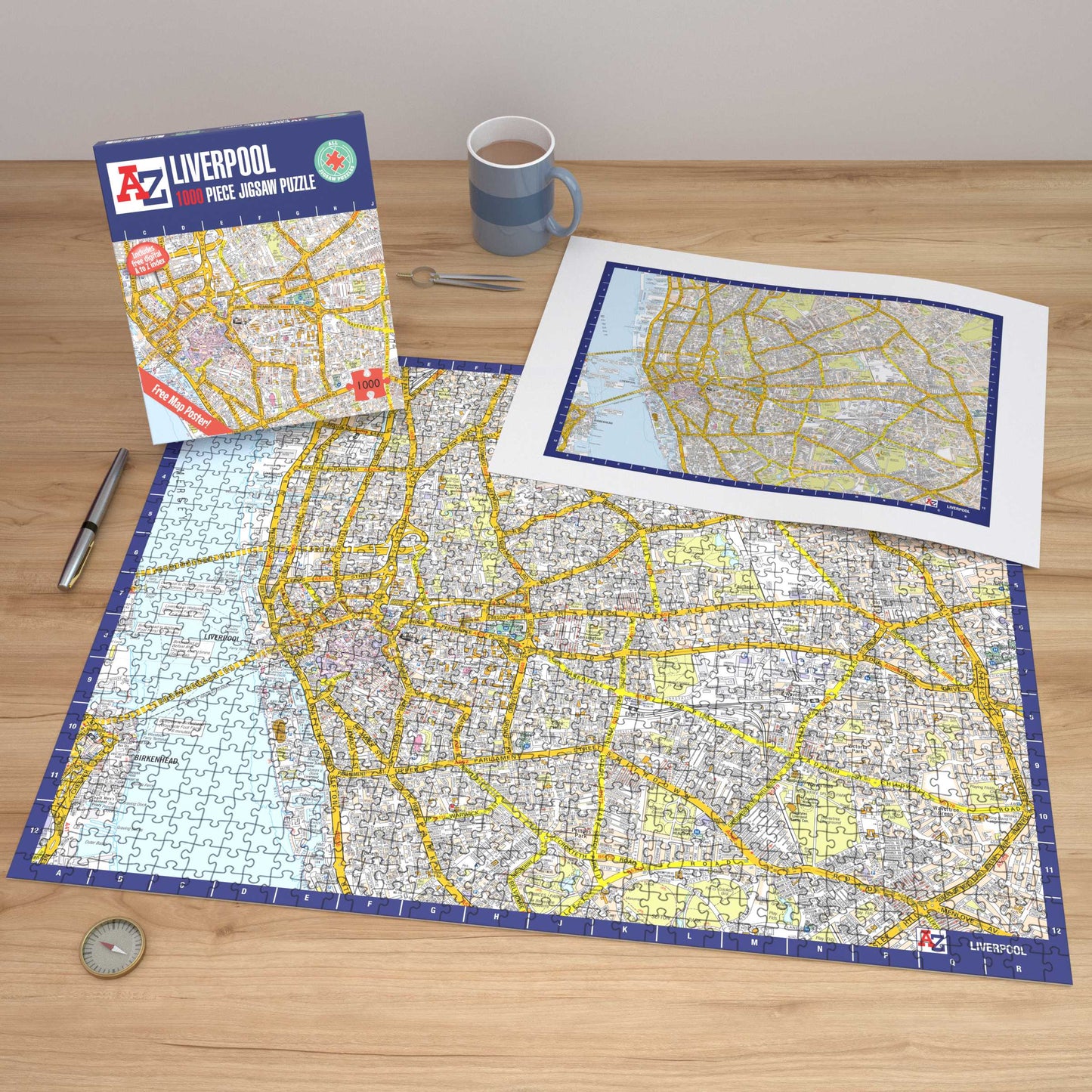 A-Z Map of  Liverpool 1000 Piece Jigsaw
