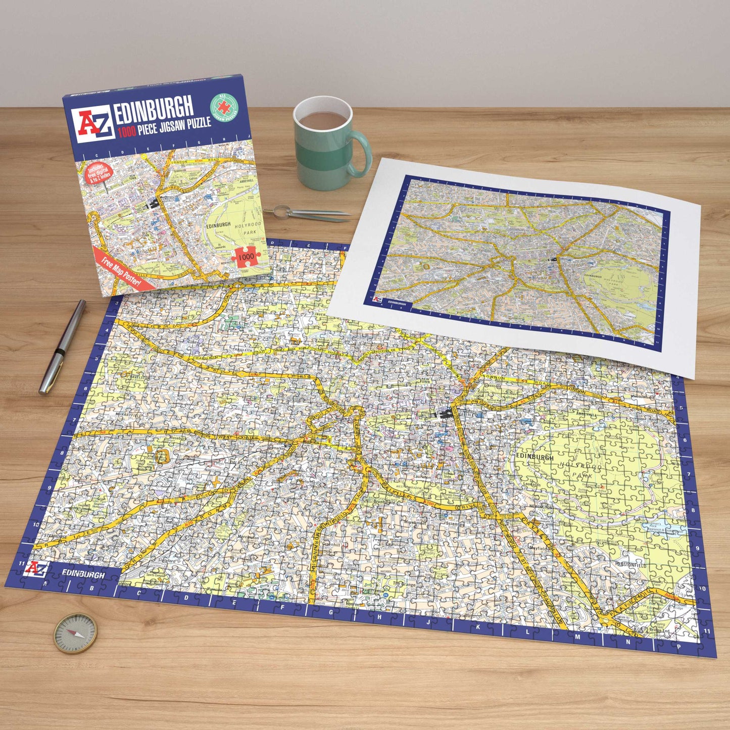 A-Z Map of  Edinburgh 1000 Piece Jigsaw