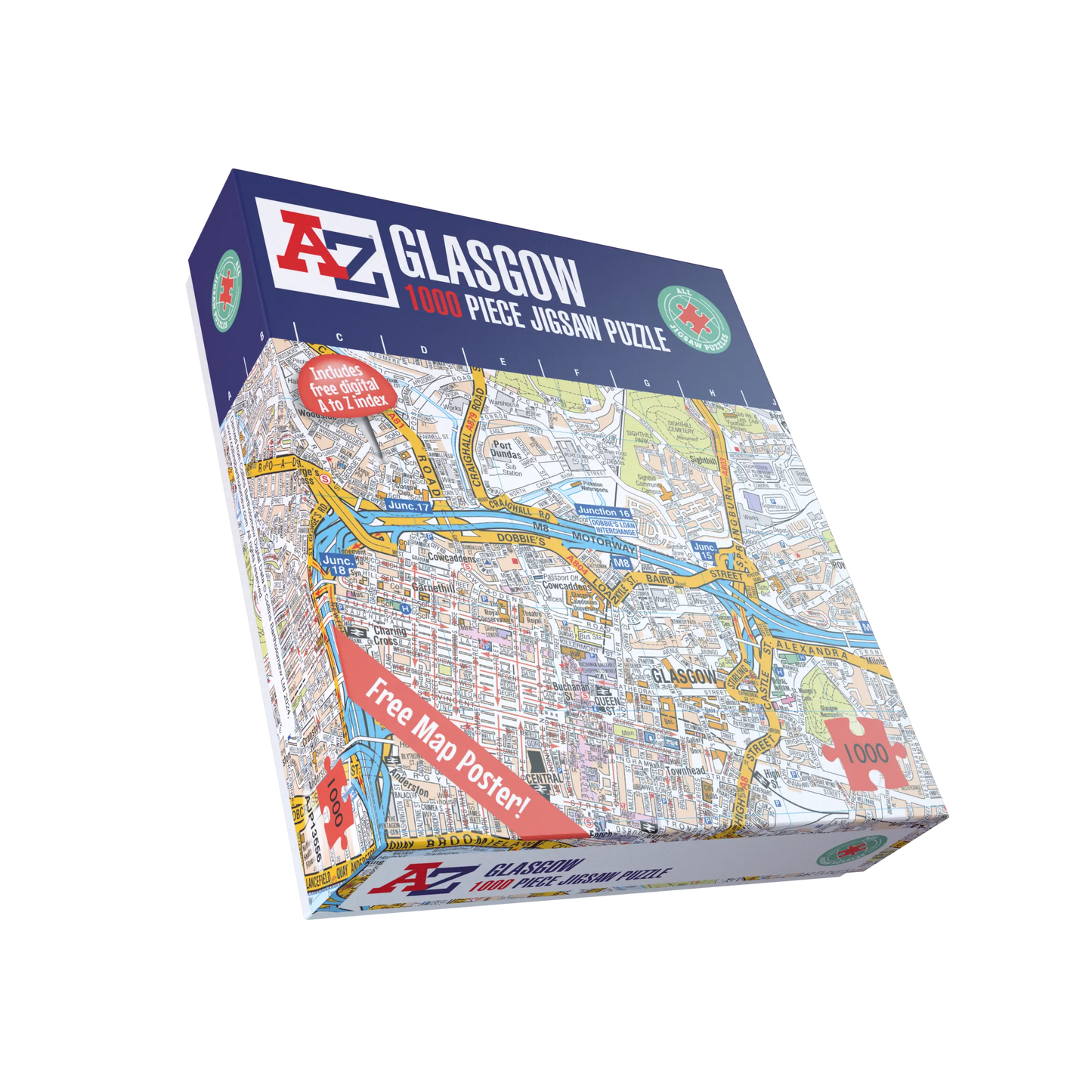 A-Z Map of  Glasgow 1000 Piece Jigsaw