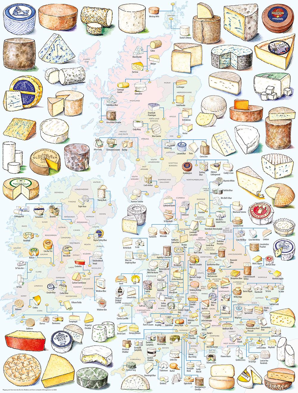 Cheese Map of Great Britain and Ireland 1000 Piece Jigsaw Puzzle