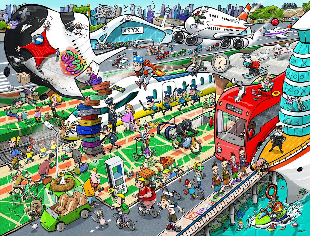 Djigsaw Vu Transport Through Time 2 x 1000 Piece Jigsaw Puzzle