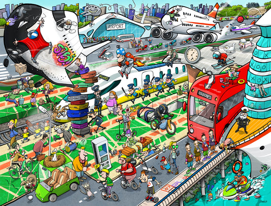 Djigsaw Vu Transport Through Time 2 x 1000 Piece Jigsaw Puzzle