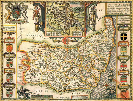 Suffolk Historical Map 1000 Piece Jigsaw Puzzle (1610)