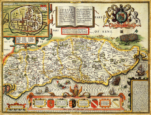 Sussex Historical Map 1000 Piece Jigsaw Puzzle (1610)