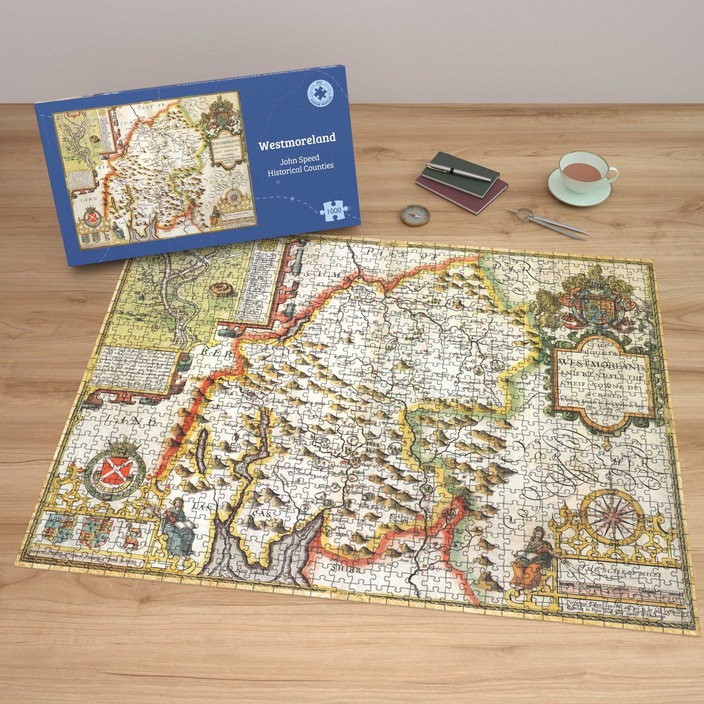 Westmorland Historical Map 1000 Piece Jigsaw Puzzle (1610)