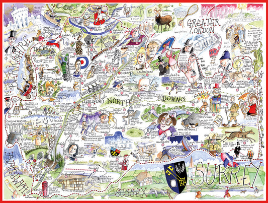 Map of Surrey - Tim Bulmer 1000 Piece Jigsaw Puzzle