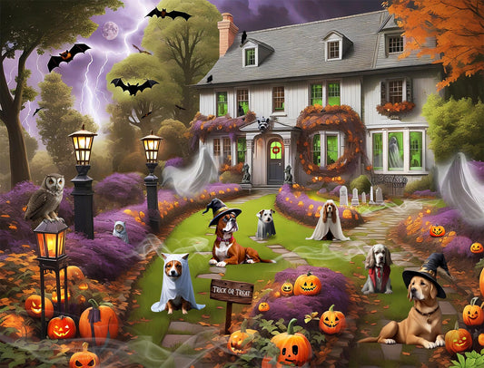 Dogs at a Haunted House 500 Piece Jigsaw Puzzle