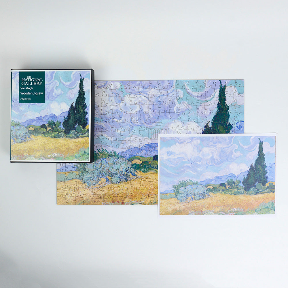 A Wheatfield, with Cypresses - National Gallery 300 Piece Wooden Jigsaw Puzzle