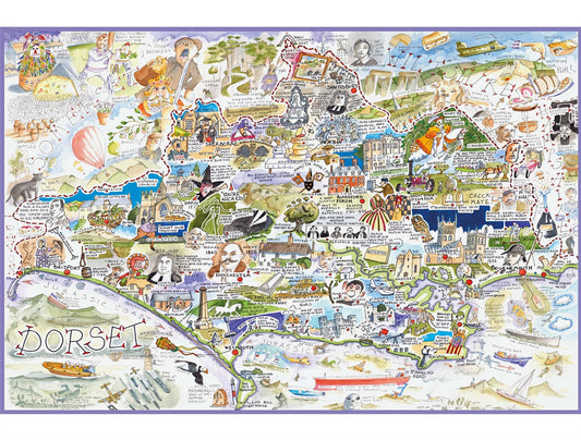 Map of Dorset - Tim Bulmer 300 Piece Wooden Jigsaw Puzzle