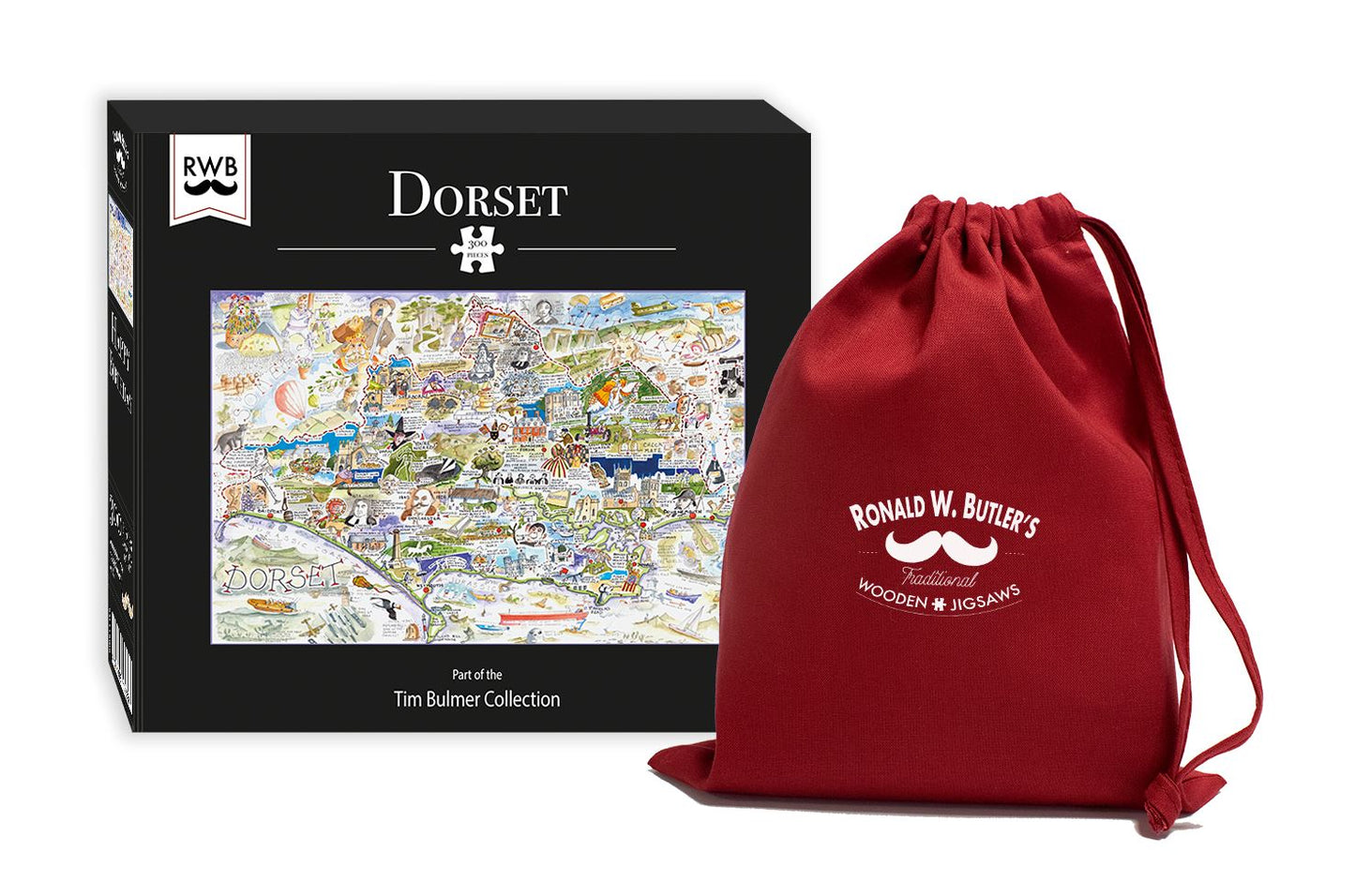 Map of Dorset - Tim Bulmer 300 Piece Wooden Jigsaw Puzzle