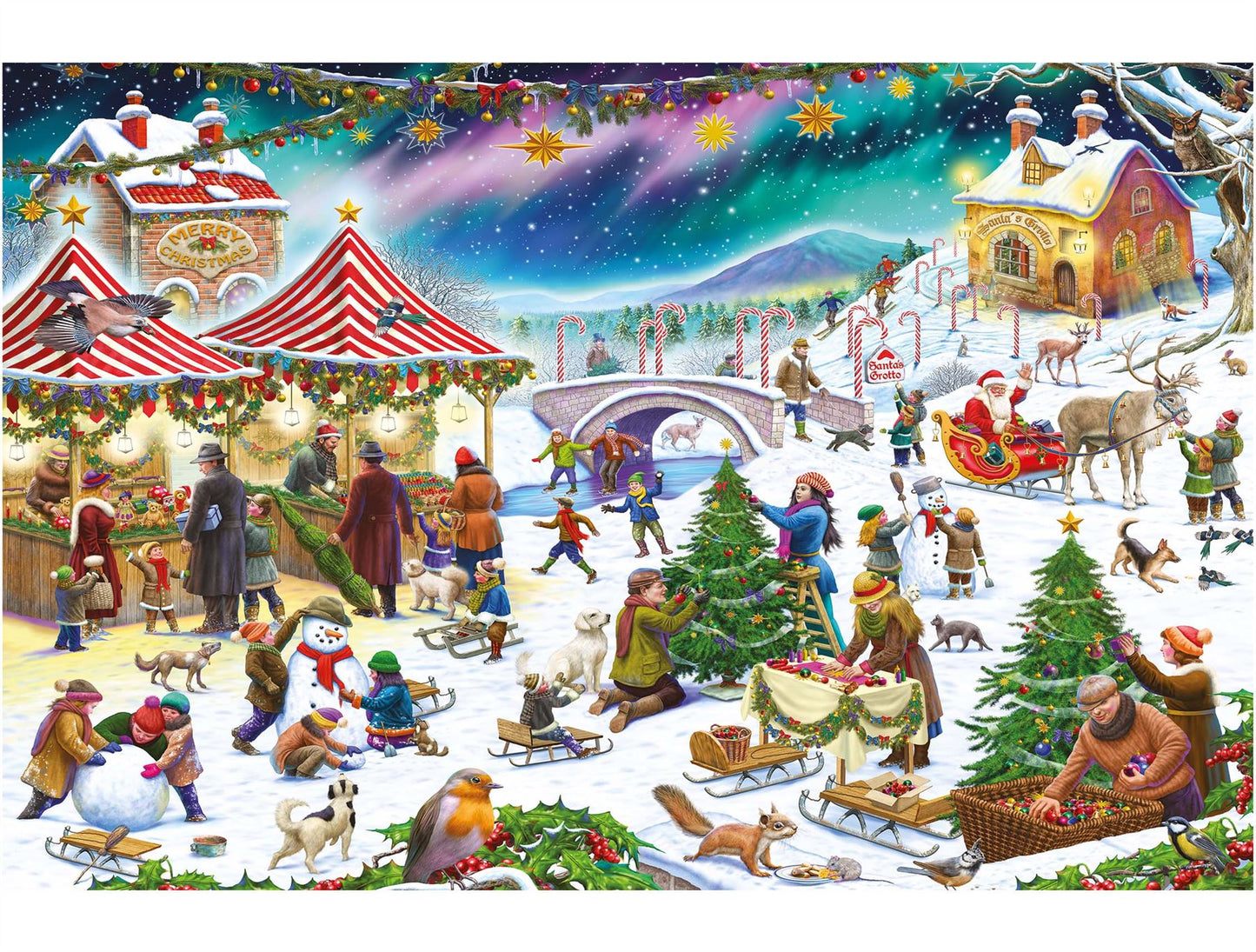 Christmas Village Fair - Rudolf Farkas 300 Piece Wooden Jigsaw Puzzle