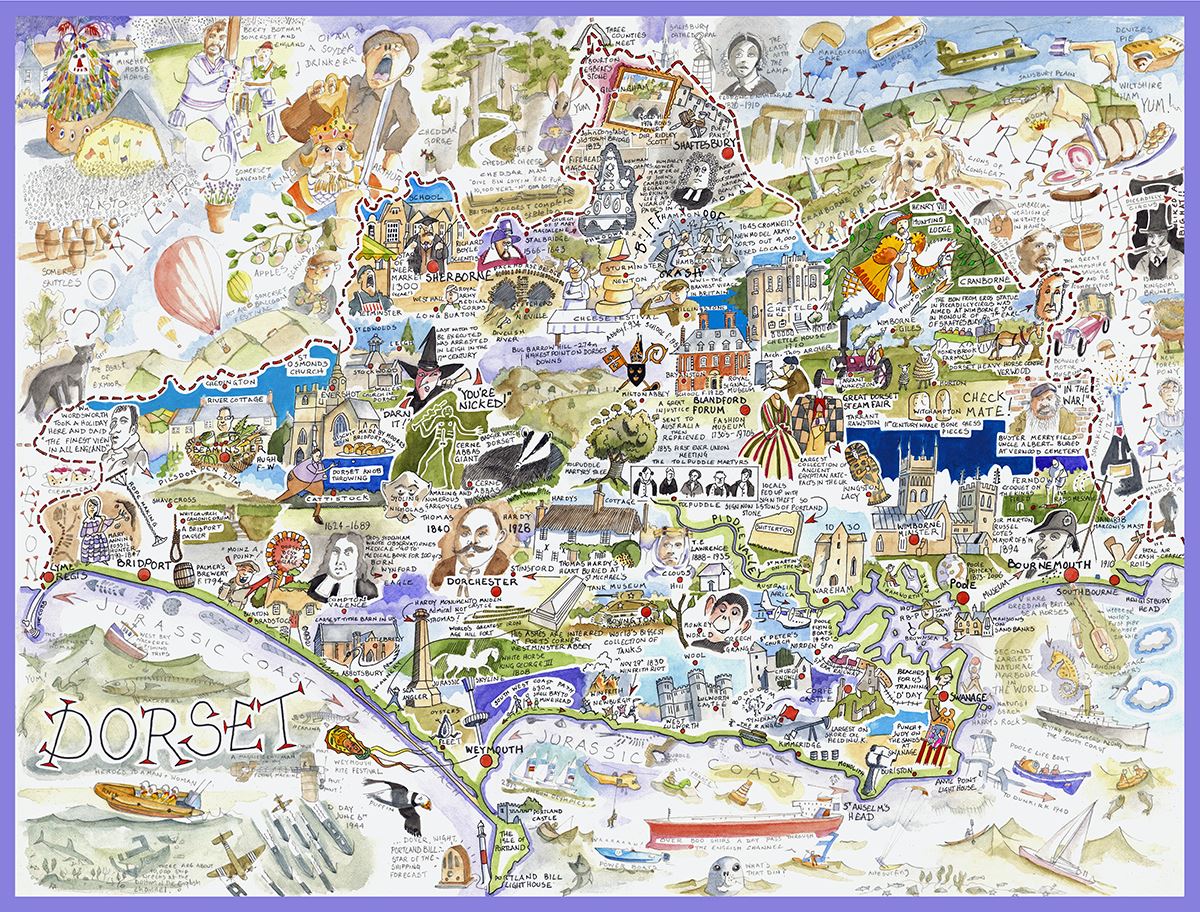 Map of Dorset - Tim Bulmer 1000 Piece Jigsaw Puzzle