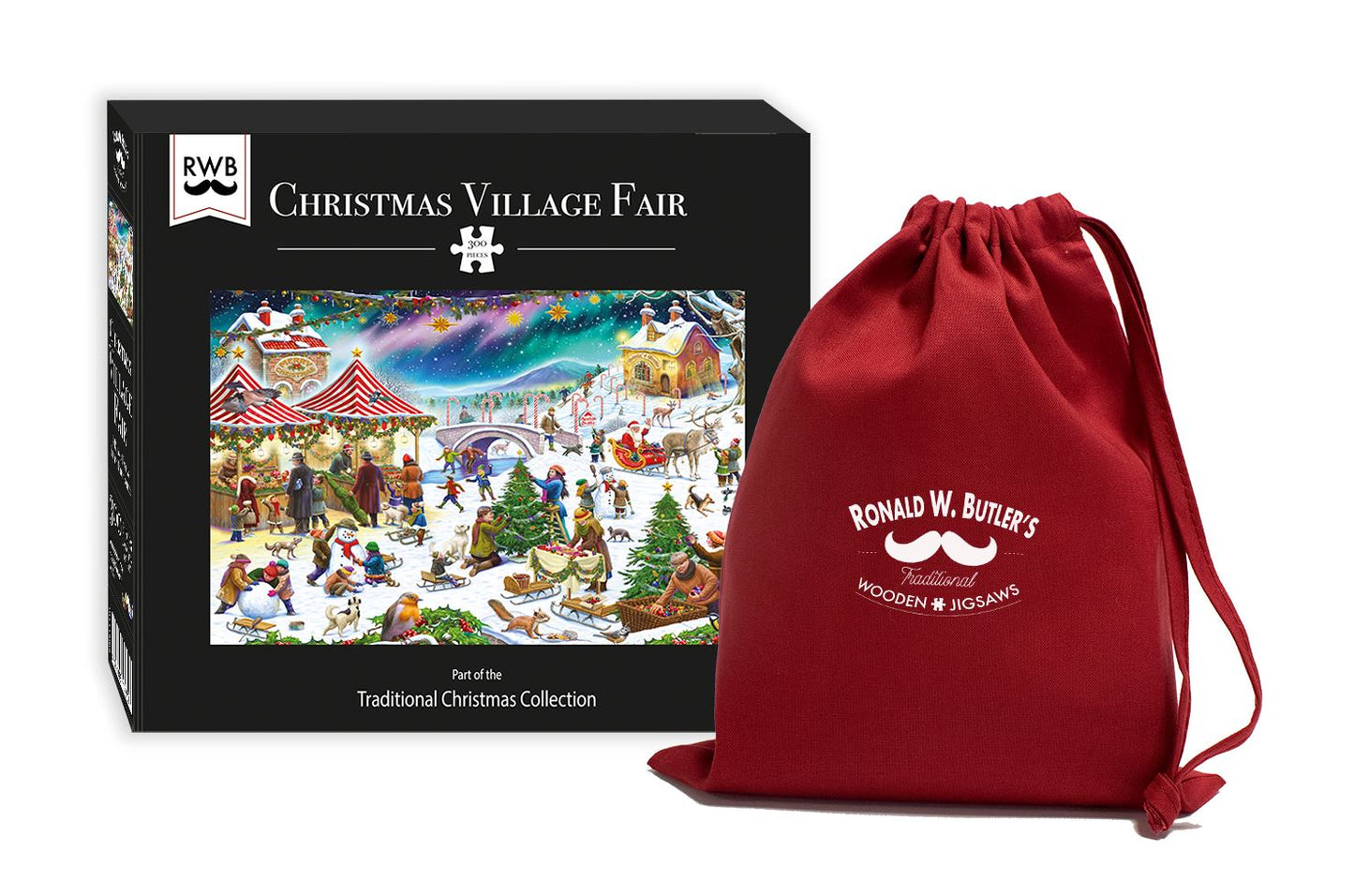 Christmas Village Fair - Rudolf Farkas 300 Piece Wooden Jigsaw Puzzle box