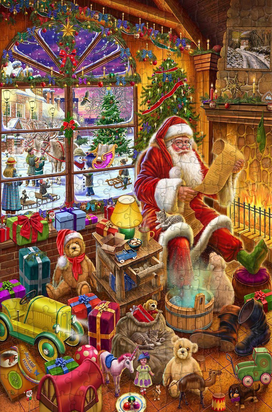 Santa's Christmas list - 300 Piece Wooden Jigsaw Puzzle CU