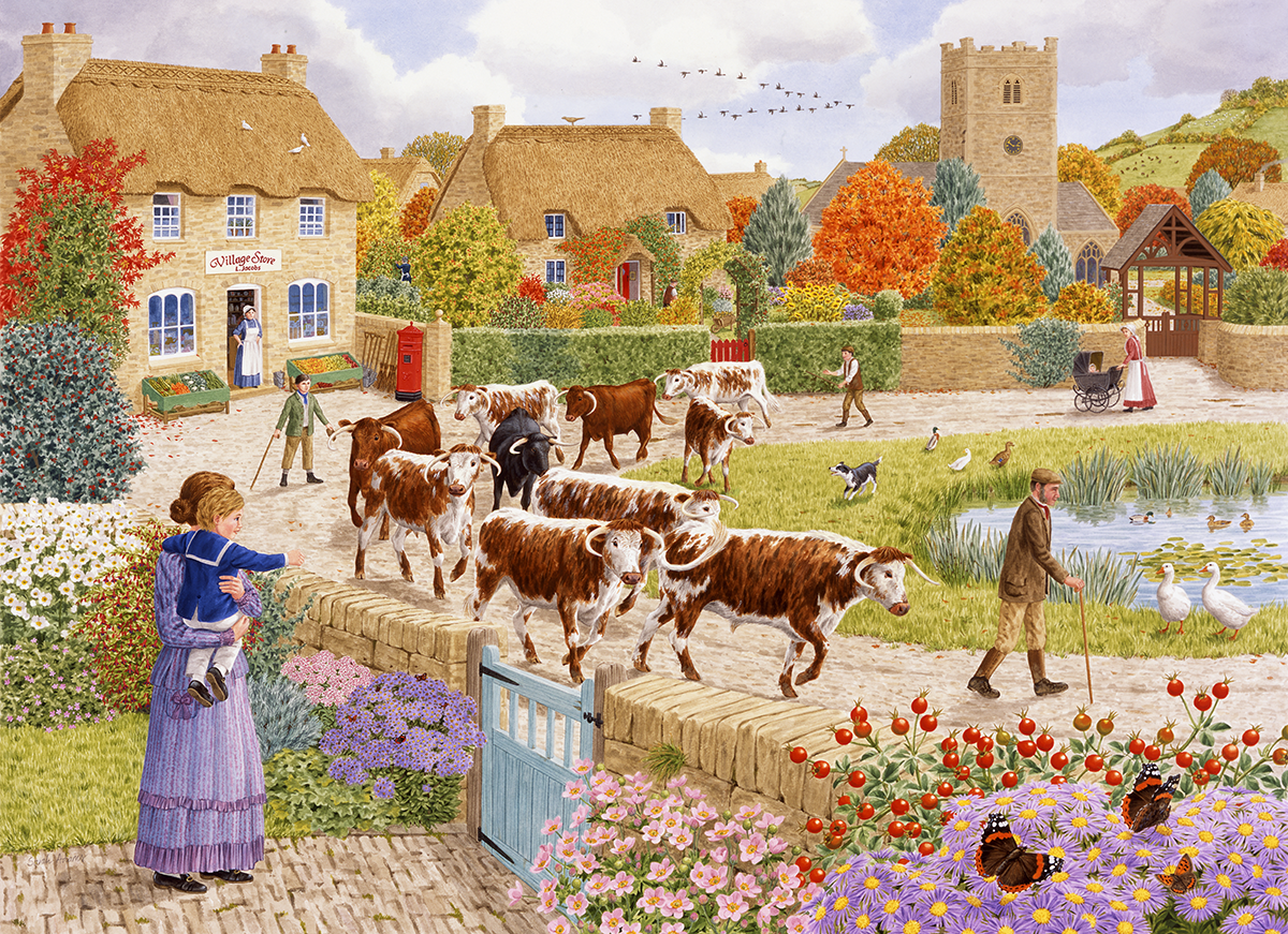 Autumn Village - Sarah Adams 1000 or 500XL Piece Jigsaw Puzzle