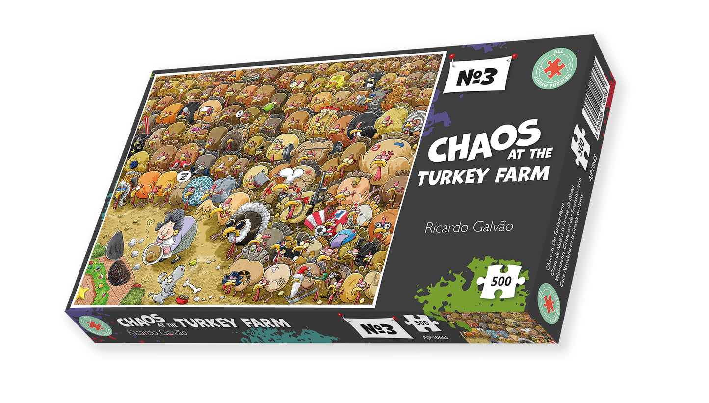 Christmas Chaos at Turkey Farm - No.3 1000 or 500 Piece Jigsaw Puzzle