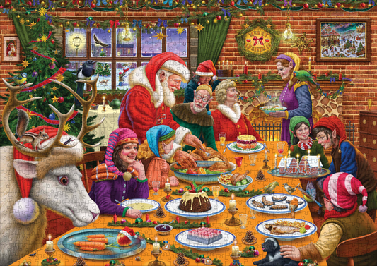 Christmas Dinner at Santa's Workshop 1000 Piece Jigsaw Puzzles