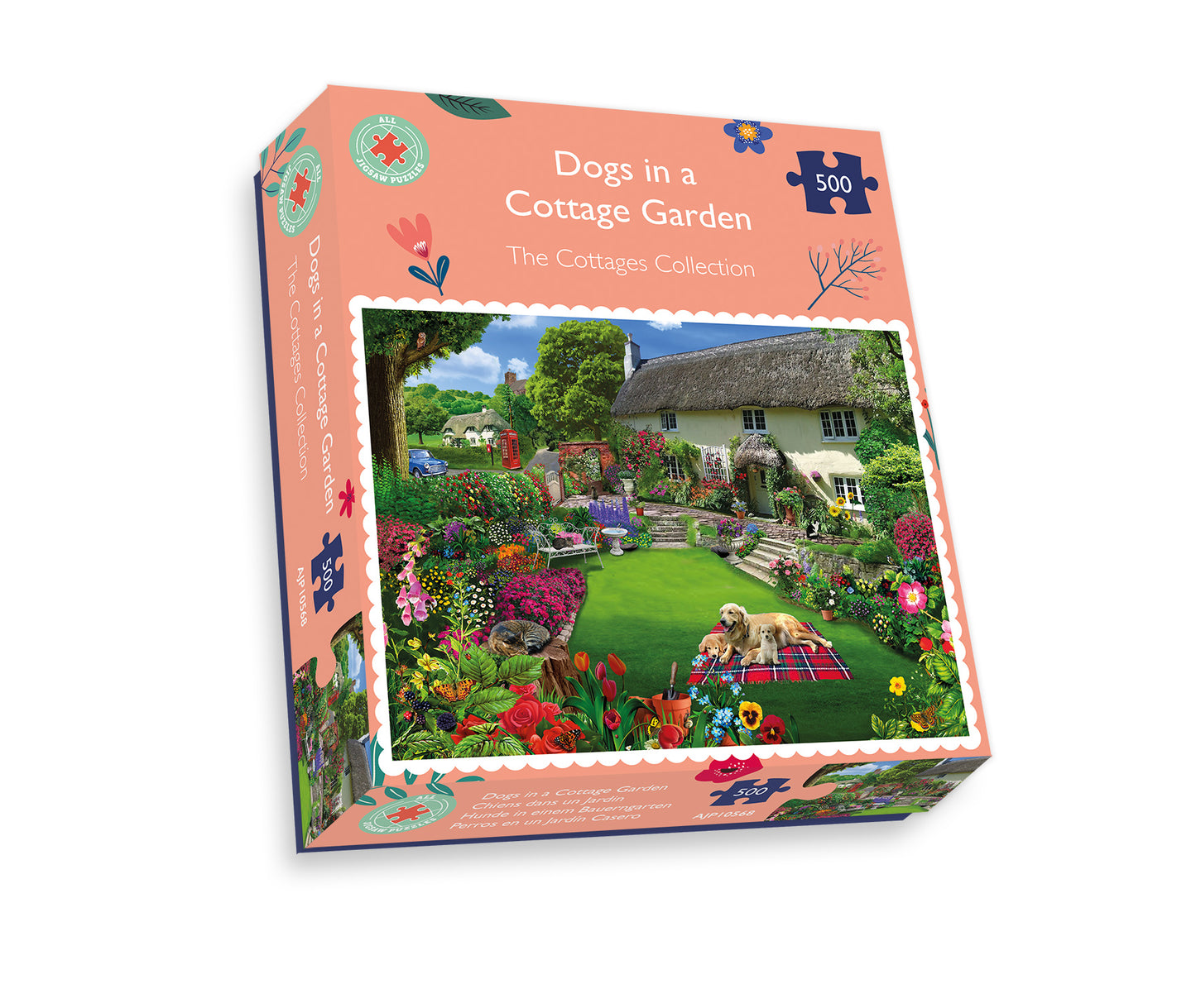 Dogs in a Cottage Garden 1000 or 500 Piece Jigsaw Puzzles