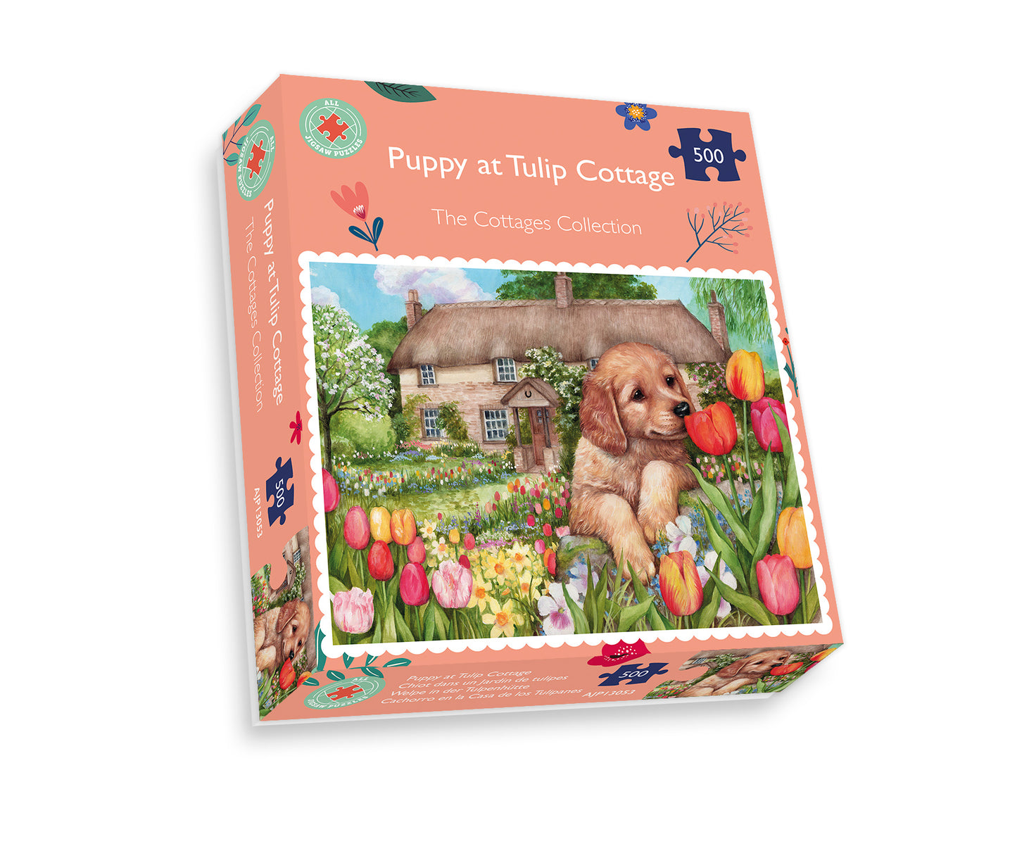 Puppy at Tulip Cottage - Debbie Cook 1000 & 500 Piece Jigsaw Puzzle