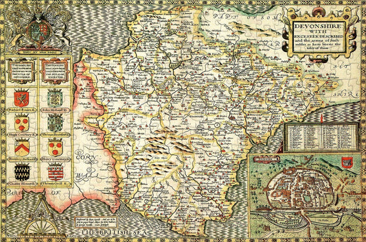 Devon 1610 Historical Map 300 Piece Wooden Jigsaw Puzzle