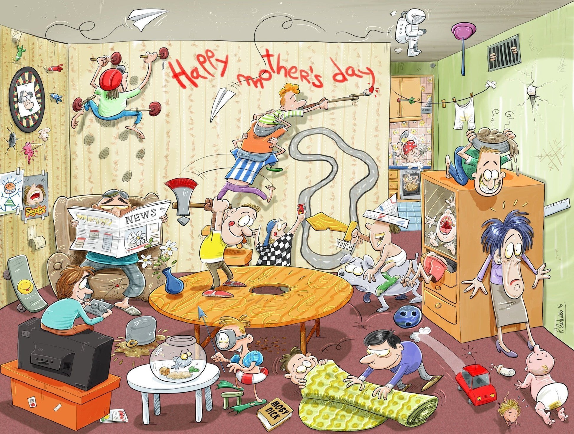 Jigsaw Puzzle - Chaos On Mother's Day 1000 Or 500 Piece Jigsaw Puzzle