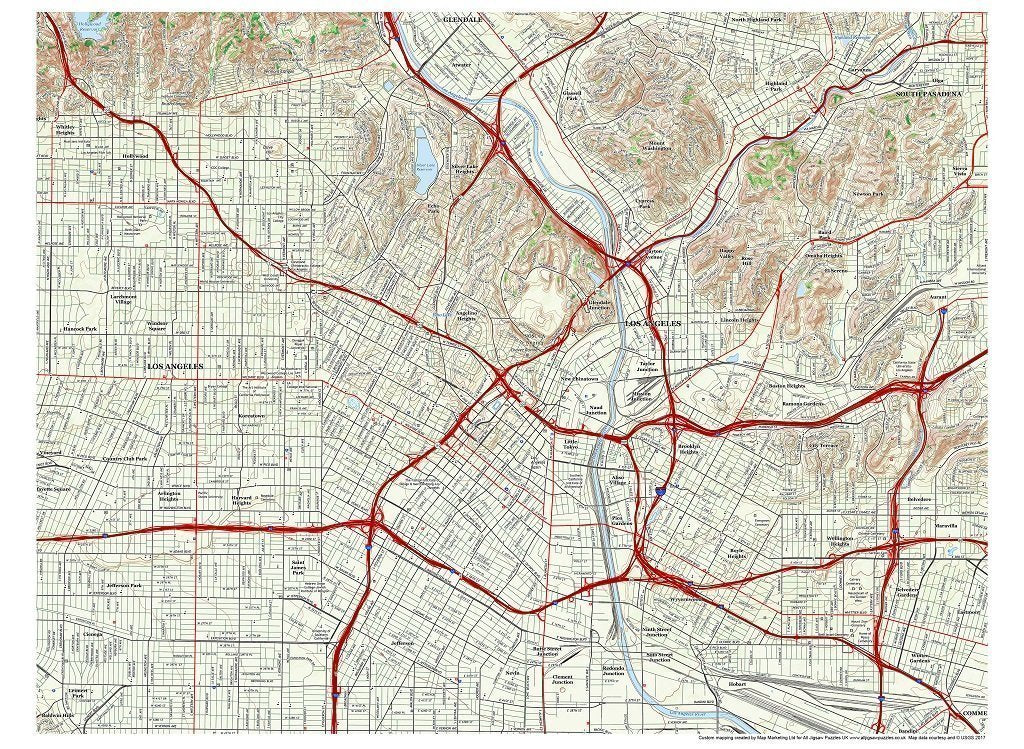 Jigsaw Puzzle - Los Angeles City Map Jigsaw Puzzle - 1000 Pc. Jigsaw Puzzle