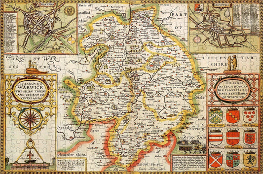 Warwickshire 1610 Historical Map 300 Piece Wooden Jigsaw Puzzle